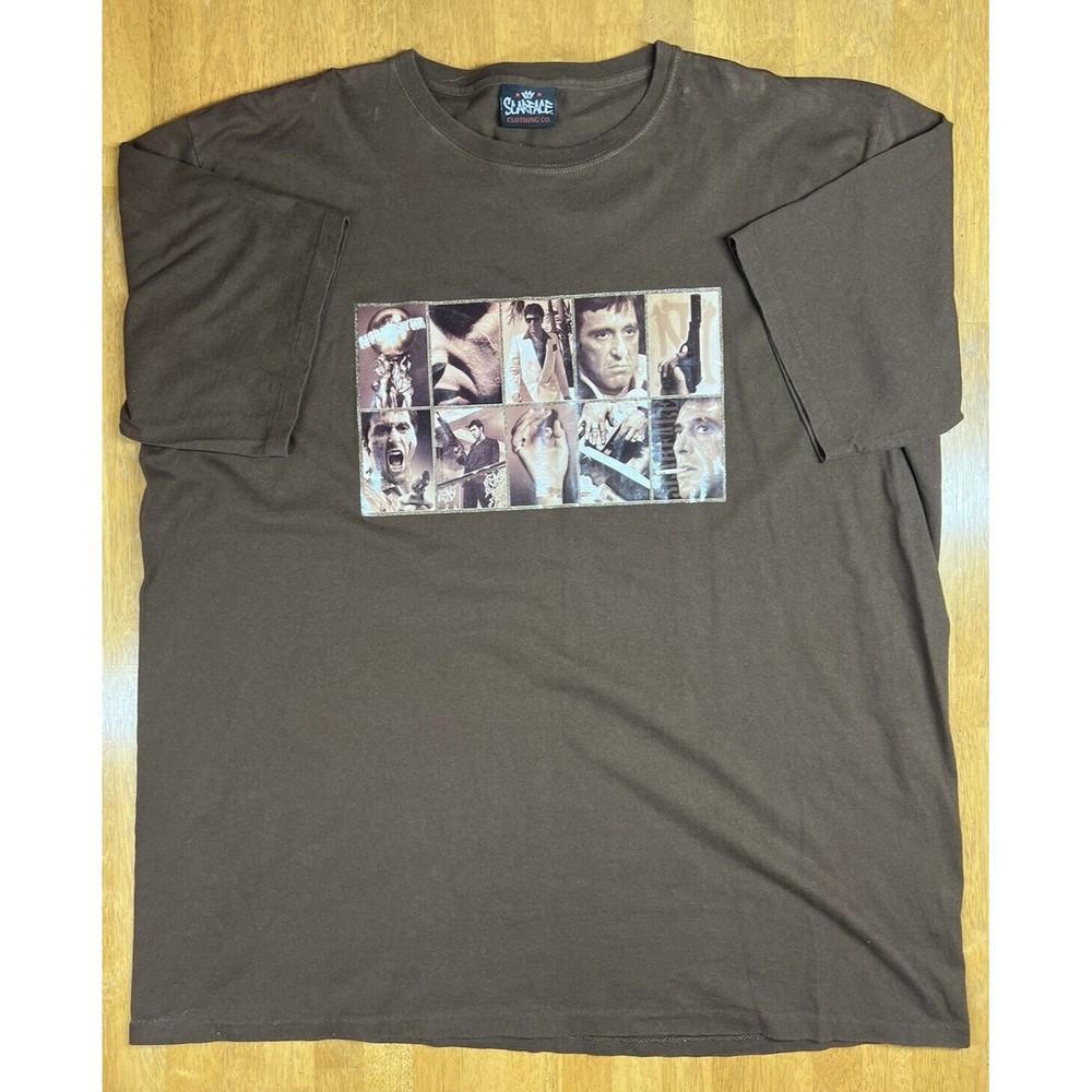 VTG Scarface Clothing Company Single Stitch T Shirt Tony Montana 3XL Brown Gold